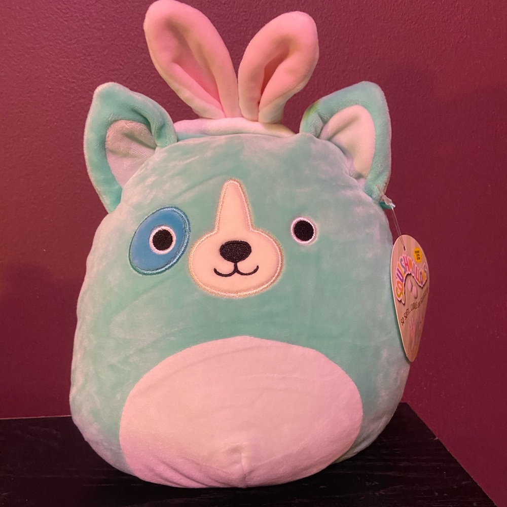 9” Easter Bunny Teal Dog Squishmallow